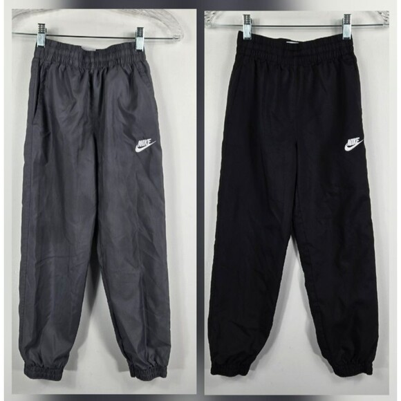 Nike Boys Size Small Lot of 2 Polyester Sweatpants Jogger Pants Black Gray - Picture 1 of 11